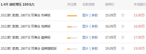 大眾凌渡280tsi價(jià)格表 280tsi售價(jià)15萬一臺(tái)(二手價(jià)7萬)