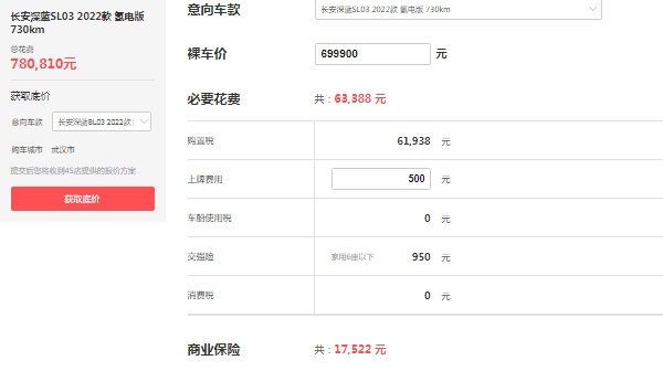 長安深藍(lán)sl03價格圖片，730氫電版售價高達(dá)69萬