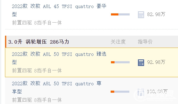 奧迪a8多少錢 新車售價(jià)82.98萬(wàn)元（全款落地92.56萬(wàn)元）